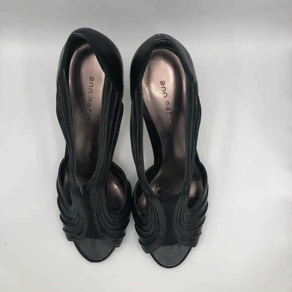 ANN MARINO OPEN TOE BLACK PUMPS - Picture 3 of 13